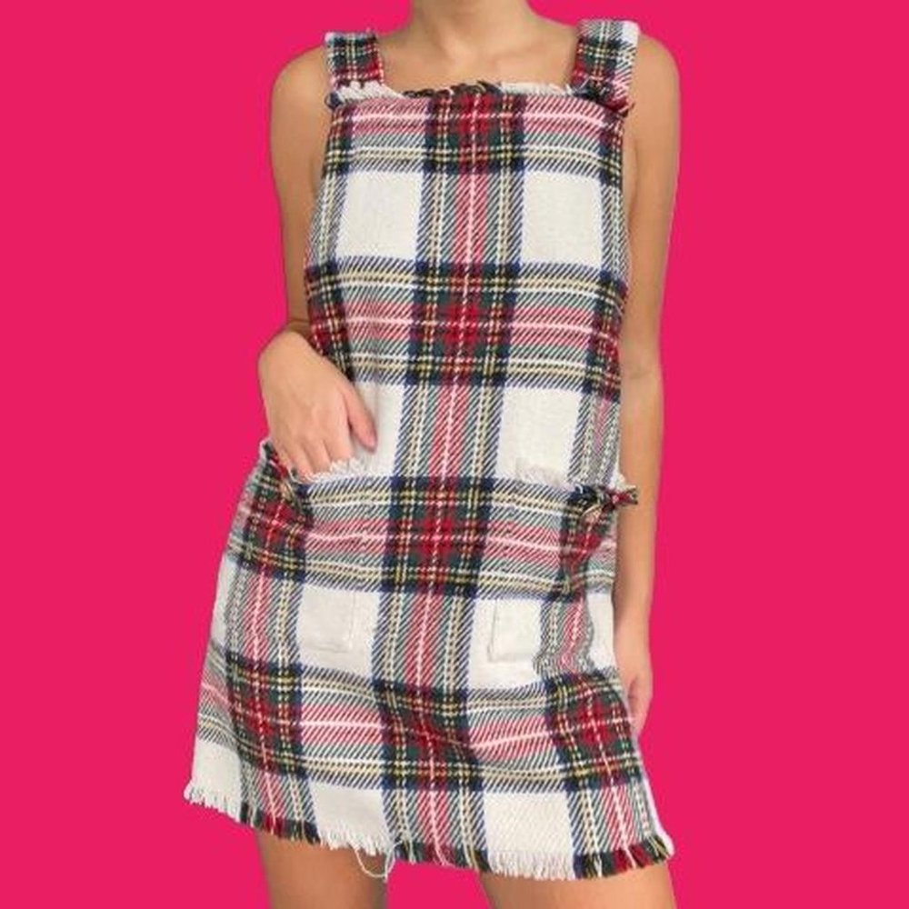 Plaid Judith March Christmas Overall Dress